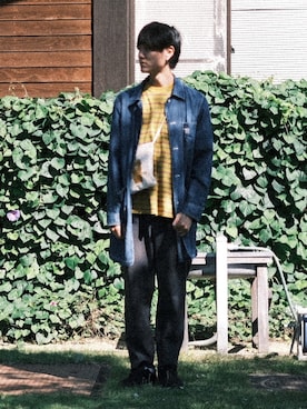 「アイテム（ステンカラーコート）」を使った、柚子月さん（メンズ・177cm・20代）の秋コーディネート