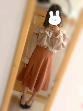 「オレンジスカート」｜ふじいさん（レディース・155cm）の冬コーディネート