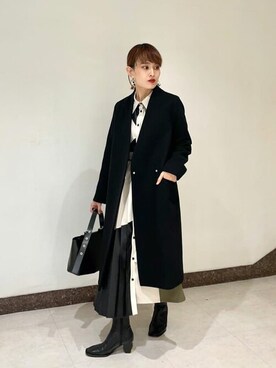 新品 UNITED TOKYO エクストラウールVネックコート ノーカラー 黒 新品 UNITED TOKYO エクストラウールVネックコート ノーカラー 黒