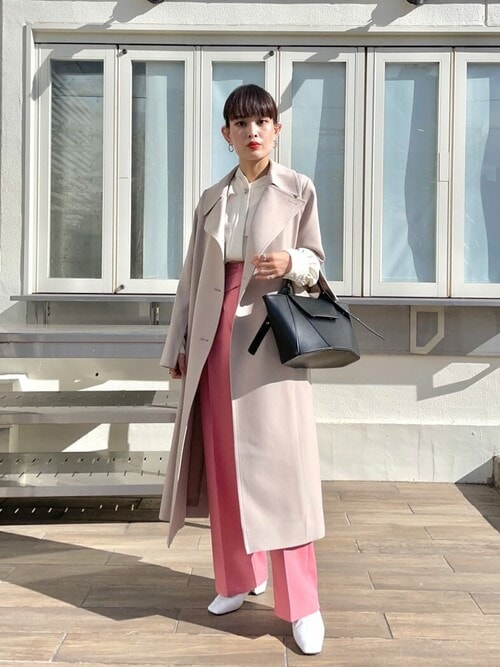 完売間近！】スタンドカラーリーンラインコート（トレンチコート