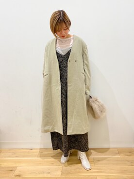 「スタッフセンバツ」｜「アイテム（ノーカラージャケット）」を使った、oukaさん（レディース・158cm）の秋コーディネート