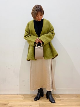 「スタッフセンバツ」｜「アイテム（ノーカラージャケット）」を使った、oukaさん（レディース・158cm）の秋コーディネート