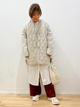 「スタッフセンバツ」｜「アイテム（ノーカラージャケット）」を使った、oukaさん（レディース・158cm）の秋コーディネート