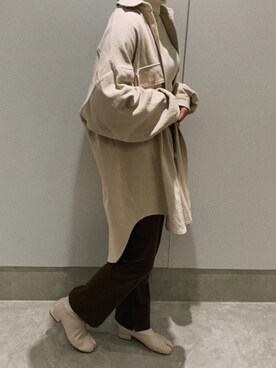 「Kastane（カスタネ）のレーヨンスラックスパンツ３（スラックス）」を使った、Sakihoさん（レディース・169cm）の秋コーディネート