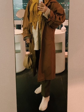 「Kastane（カスタネ）のレーヨンスラックスパンツ３（スラックス）」を使った、Sakihoさん（レディース・169cm）の冬コーディネート