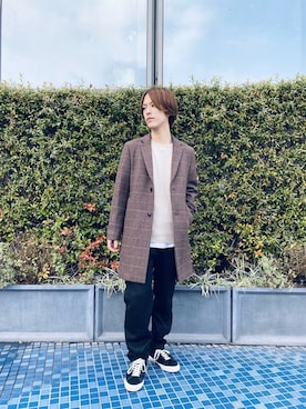 「JOURNAL STANDARD（ジャーナルスタンダード）のアイテム（チェスターコート）」を使った、ジャーナルスタンダード メンズさん（メンズ・173cm）の冬コーディネート