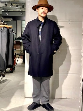 「JOURNAL STANDARD（ジャーナルスタンダード）のアイテム（チェスターコート）」を使った、ジャーナルスタンダード メンズさん（メンズ・173cm）の冬コーディネート