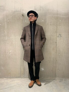 「JOURNAL STANDARD（ジャーナルスタンダード）のアイテム（チェスターコート）」を使った、ジャーナルスタンダード メンズさん（メンズ・173cm）の冬コーディネート