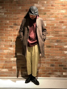 「JOURNAL STANDARD（ジャーナルスタンダード）のアイテム（チェスターコート）」を使った、ジャーナルスタンダード メンズさん（メンズ・173cm）の冬コーディネート