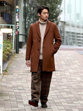 「JOURNAL STANDARD（ジャーナルスタンダード）のアイテム（チェスターコート）」を使った、ジャーナルスタンダード メンズさん（メンズ・173cm）の冬コーディネート