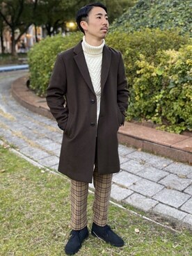 「JOURNAL STANDARD（ジャーナルスタンダード）のアイテム（チェスターコート）」を使った、ジャーナルスタンダード メンズさん（メンズ・173cm）の冬コーディネート