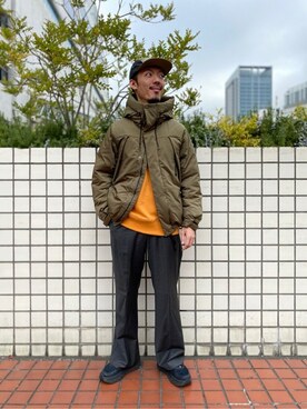 「クルーネック」｜「アイテム（ダウンジャケット/コート）」を使った、ジャーナルスタンダード メンズさん（メンズ・173cm）の冬コーディネート