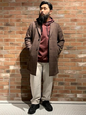 「JOURNAL STANDARD（ジャーナルスタンダード）のアイテム（チェスターコート）」を使った、ジャーナルスタンダード メンズさん（メンズ・173cm）の冬コーディネート