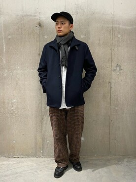 「JOURNAL STANDARD（ジャーナルスタンダード）のアイテム（ピーコート）」を使った、ジャーナルスタンダード メンズさん（メンズ・173cm）の冬コーディネート