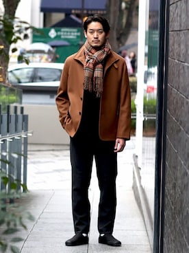 「JOURNAL STANDARD（ジャーナルスタンダード）のアイテム（ピーコート）」を使った、ジャーナルスタンダード メンズさん（メンズ・173cm）の冬コーディネート