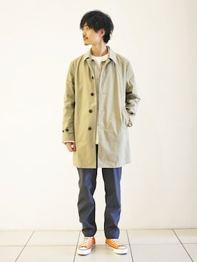 「JOURNAL STANDARD（ジャーナルスタンダード）のアイテム（ステンカラーコート）」を使った、ジャーナルスタンダード メンズさん（メンズ・173cm）の春コーディネート