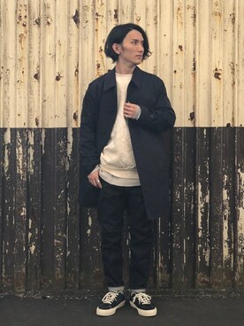 「JOURNAL STANDARD（ジャーナルスタンダード）のアイテム（ステンカラーコート）」を使った、ジャーナルスタンダード メンズさん（メンズ・173cm）の春コーディネート