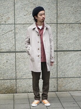 「JOURNAL STANDARD（ジャーナルスタンダード）のアイテム（ステンカラーコート）」を使った、ジャーナルスタンダード メンズさん（メンズ・173cm）の春コーディネート