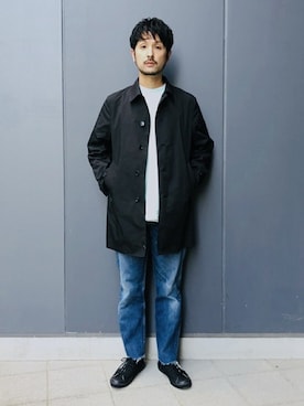 「JOURNAL STANDARD（ジャーナルスタンダード）のアイテム（ステンカラーコート）」を使った、ジャーナルスタンダード メンズさん（メンズ・173cm）の春コーディネート