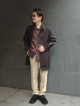 「JOURNAL STANDARD（ジャーナルスタンダード）のアイテム（ステンカラーコート）」を使った、ジャーナルスタンダード メンズさん（メンズ・173cm）の春コーディネート