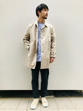 「JOURNAL STANDARD（ジャーナルスタンダード）のアイテム（ステンカラーコート）」を使った、ジャーナルスタンダード メンズさん（メンズ・173cm）の春コーディネート