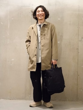 「JOURNAL STANDARD（ジャーナルスタンダード）のアイテム（ステンカラーコート）」を使った、ジャーナルスタンダード メンズさん（メンズ・173cm）の春コーディネート