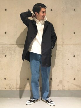 「JOURNAL STANDARD（ジャーナルスタンダード）のアイテム（ステンカラーコート）」を使った、ジャーナルスタンダード メンズさん（メンズ・173cm）の春コーディネート
