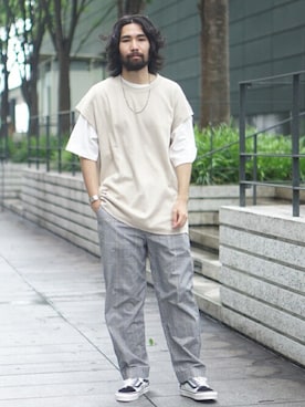 「TENBOX（テンボックス）のアイテム（パンツ）」を使った、ジャーナルスタンダード メンズさん（メンズ・177cm）の夏コーディネート