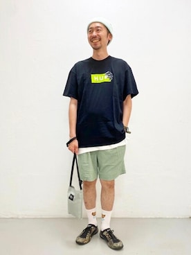 「JOURNAL STANDARD（ジャーナルスタンダード）のアイテム（帽子）」を使った、ジャーナルスタンダード メンズさん（メンズ・182cm）の夏コーディネート