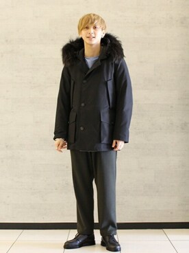 「WOOLRICH（ウールリッチ）のアイテム（ダウンジャケット/コート）」を使った、ジャーナルスタンダード メンズさん（メンズ・172cm）の秋コーディネート