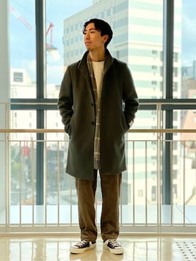 「JOURNAL STANDARD（ジャーナルスタンダード）のアイテム（チェスターコート）」を使った、ジャーナルスタンダード メンズさん（メンズ・173cm）の秋コーディネート
