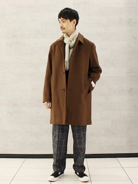 「JOURNAL STANDARD（ジャーナルスタンダード）のアイテム（ステンカラーコート）」を使った、ジャーナルスタンダード メンズさん（メンズ・178cm）の冬コーディネート