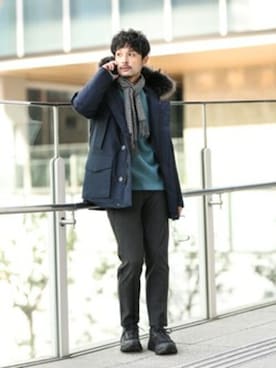 「WOOLRICH（ウールリッチ）のアイテム（ダウンジャケット/コート）」を使った、ジャーナルスタンダード メンズさん（メンズ・173cm）の冬コーディネート