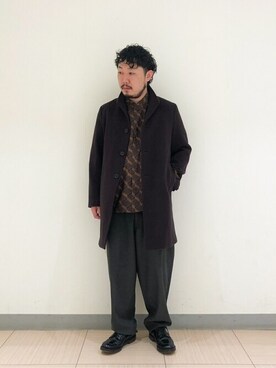「JOURNAL STANDARD（ジャーナルスタンダード）のアイテム（ステンカラーコート）」を使った、ジャーナルスタンダード メンズさん（メンズ・170cm）の冬コーディネート
