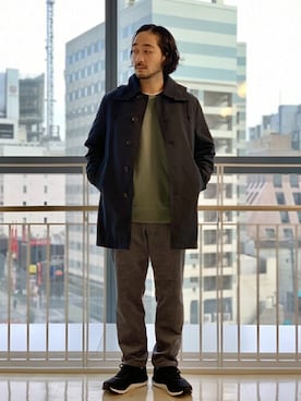 「JOURNAL STANDARD（ジャーナルスタンダード）のアイテム（ステンカラーコート）」を使った、ジャーナルスタンダード メンズさん（メンズ・175cm）の冬コーディネート