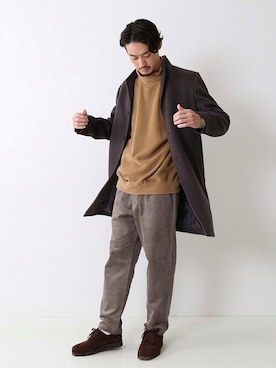「JOURNAL STANDARD（ジャーナルスタンダード）のアイテム（チェスターコート）」を使った、ジャーナルスタンダード メンズさん（メンズ・177cm）の冬コーディネート