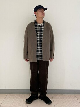 「JOURNAL STANDARD（ジャーナルスタンダード）のアイテム（ノーカラージャケット）」を使った、ジャーナルスタンダード メンズさん（メンズ・171cm）の冬コーディネート