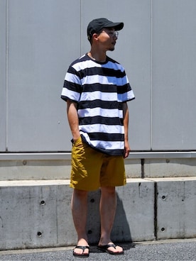 「LACOSTE（ラコステ）のアイテム（Tシャツ/カットソー）」を使った、ジャーナルスタンダード メンズさん（メンズ・168cm）の夏コーディネート