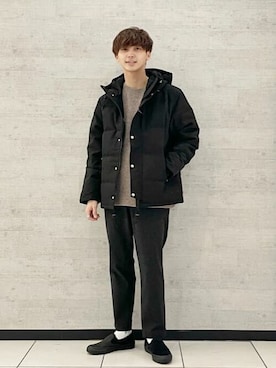 「クルーネックニット」｜「アイテム（スリッポン）」を使った、ジャーナルスタンダード メンズさん（メンズ・172cm）の秋コーディネート