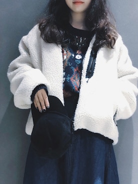 「BLUE BLUE（ブルーブルー）のアイテム（スカート）」を使った、mochinekoさん（レディース・160cm）の冬コーディネート