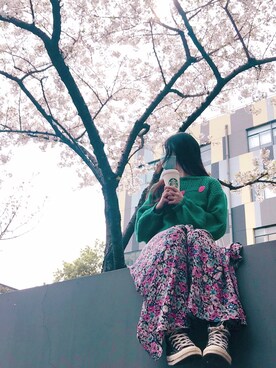 「PULL&BEAR（プルアンドベア）のアイテム（スカート）」を使った、mochinekoさん（レディース・160cm）の春コーディネート