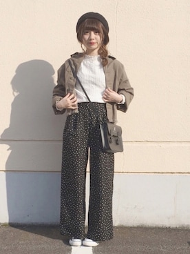 「GRL（グレイル）のアイテム（ハンチング/ベレー帽）」を使った、まるさん（レディース・153cm・10代）の春コーディネート