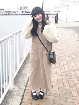 「アプレジュール」｜「アイテム（ジャンパースカート）」を使った、まるさん（レディース・153cm）の冬コーディネート