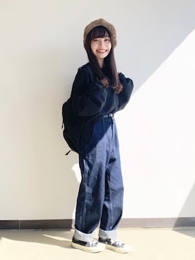 「ehka sopo（エヘカソポ）のアイテム（ハンチング/ベレー帽）」を使った、まるさん（レディース・153cm）の秋コーディネート