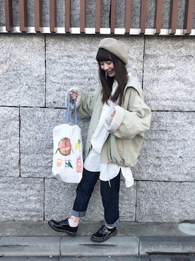 「Kastane（カスタネ）のアイテム（ブルゾン）」を使った、まるさん（レディース・153cm）の秋コーディネート