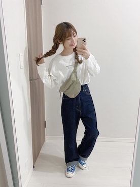 「DANTON（ダントン）のアイテム（バッグ）」を使った、まるさん（レディース・153cm）の春コーディネート