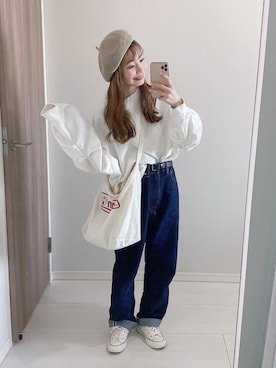 「studio CLIP（スタディオクリップ）のアイテム（帽子）」を使った、まるさん（レディース・153cm）の春コーディネート
