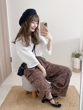 「BEAMS BOY（ビームスボーイ）のアイテム（ハンチング/ベレー帽）」を使った、まるさん（レディース・153cm）の夏コーディネート