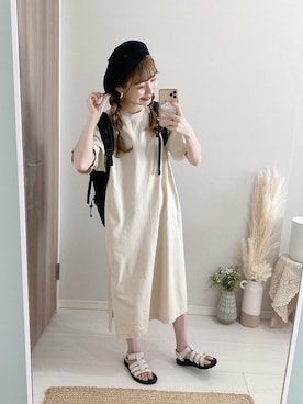 「BEAMS BOY（ビームスボーイ）のアイテム（ハンチング/ベレー帽）」を使った、まるさん（レディース・153cm）の夏コーディネート