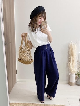 「BEAMS BOY（ビームスボーイ）のアイテム（ハンチング/ベレー帽）」を使った、まるさん（レディース・153cm）の夏コーディネート